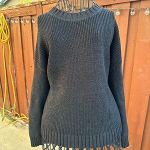 LOFT Black Ribbed Crewneck Sweater